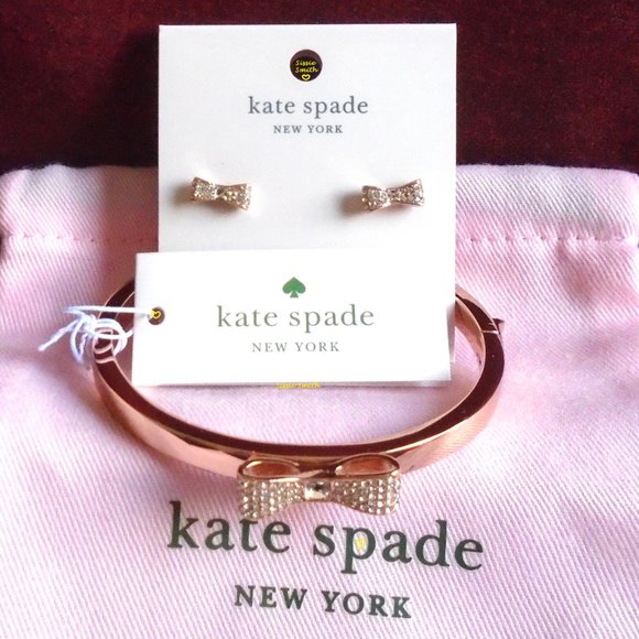 kate spade Jewelry - ♠️ Kate Spade ♠️️ " Ready Set Bow" Pave Bangle & Studs